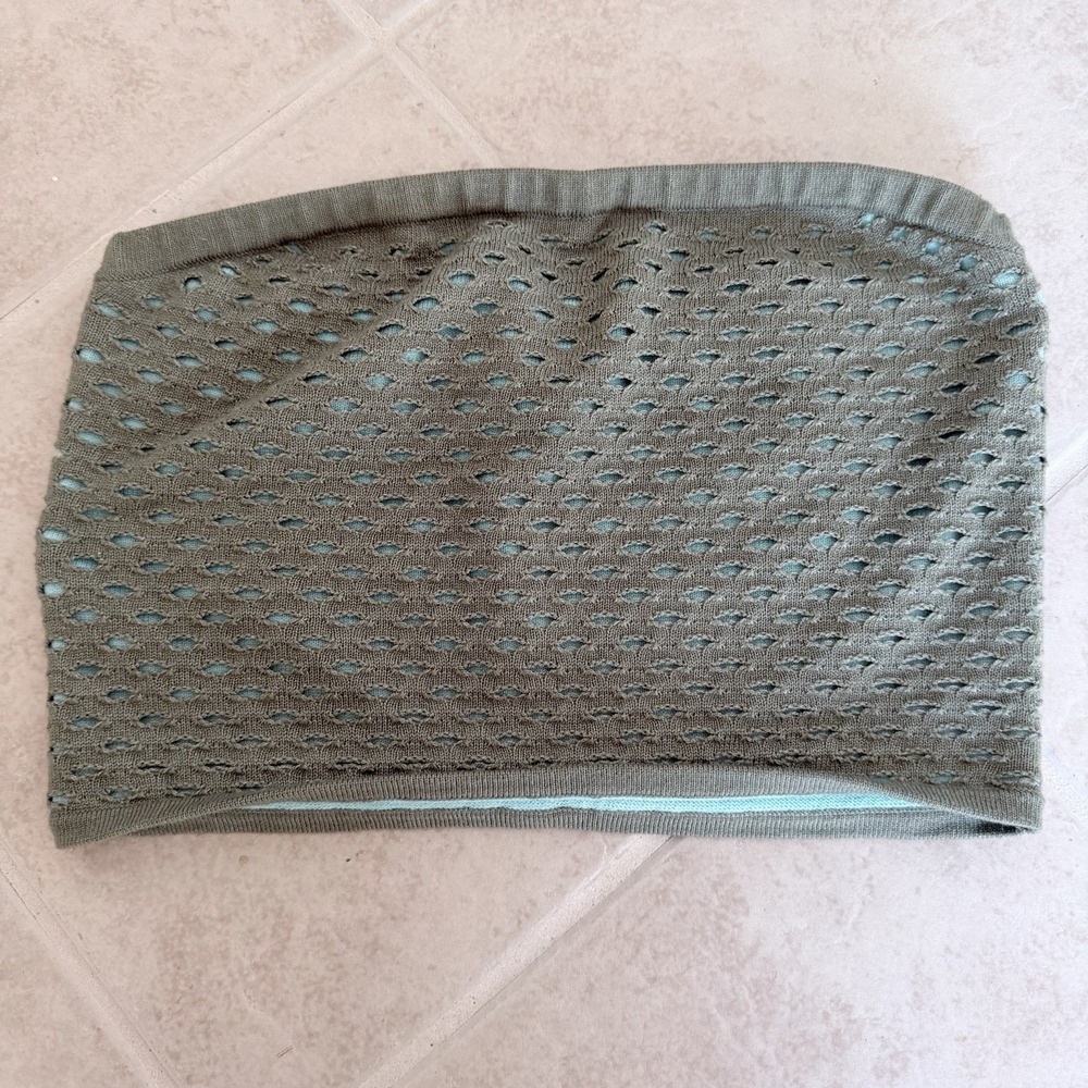 Aerie Top Womens Size Medium Green Blue Crochet Tube Top‎ Knit Cropped Bandeau